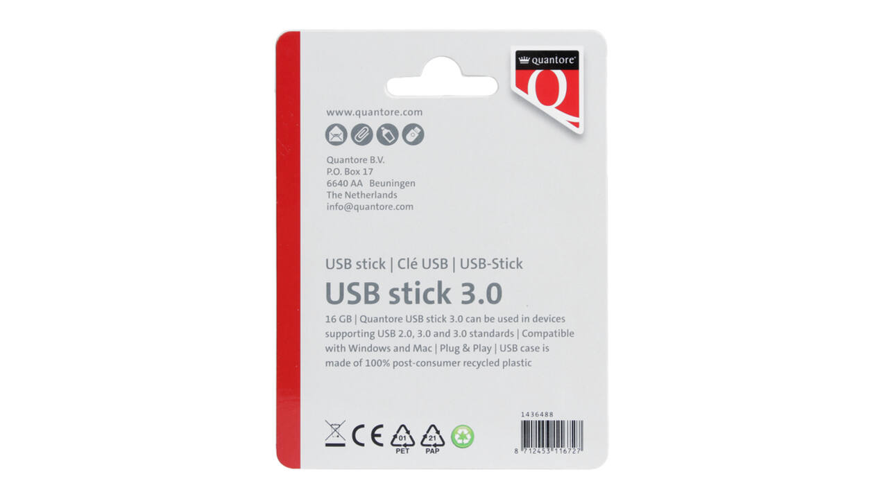 USB stick 3.0 Quantore USB-A 16GB zwart