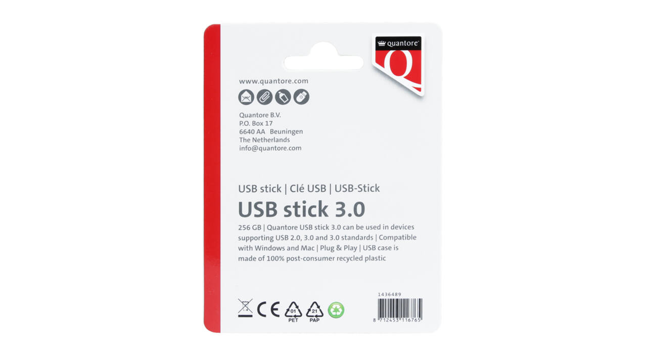 USB stick 3.0 Quantore USB-A 256GB zwart