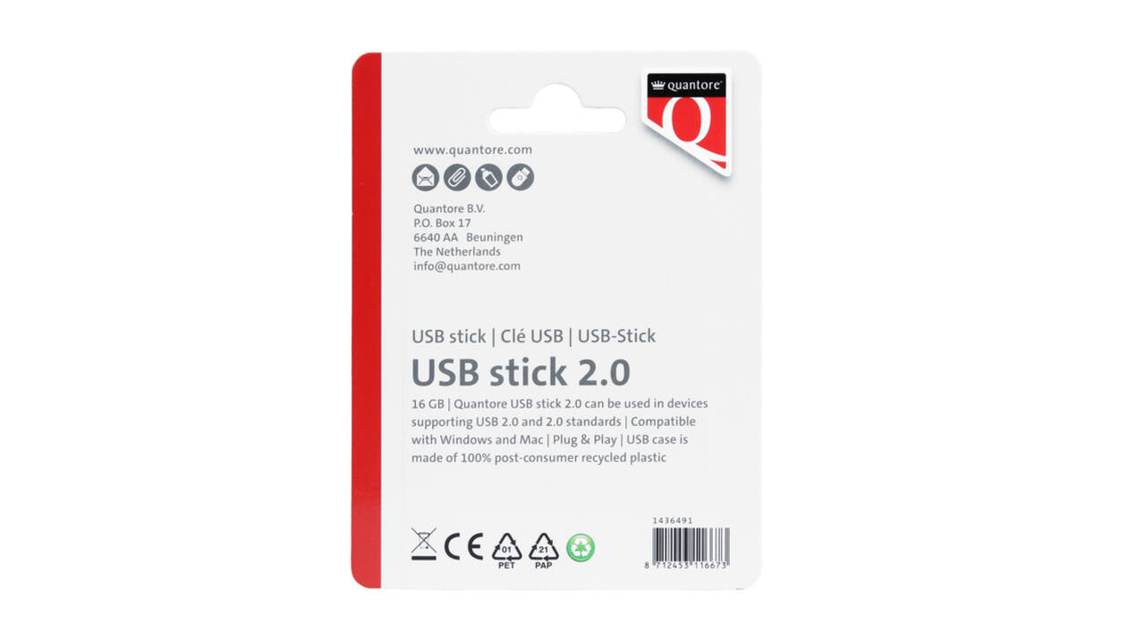 USB stick 2.0 Quantore USB-A 16GB zwart