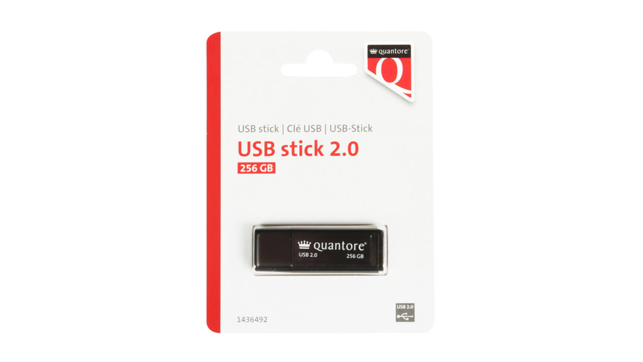 USB stick 2.0 Quantore USB-A 256GB zwart