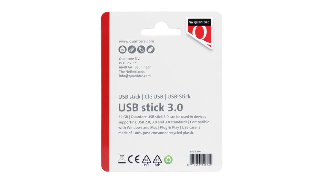 USB stick 3.0 Quantore USB-A 32GB zwart