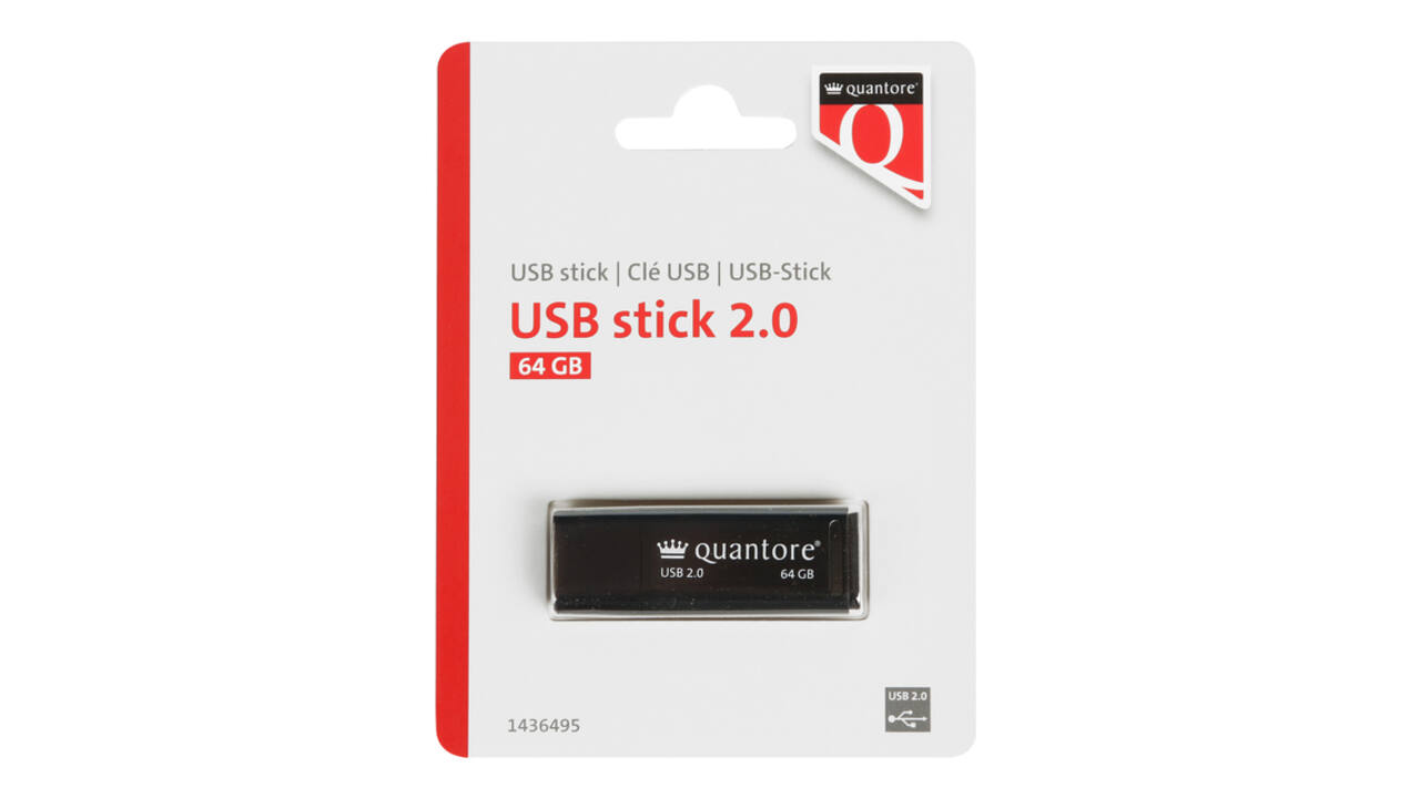 USB stick 2.0 Quantore USB-A 64GB zwart