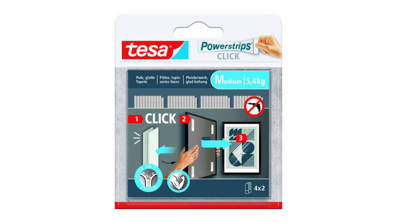 Kleefstip tesa Powerstrips Click Medium 4 paar wit