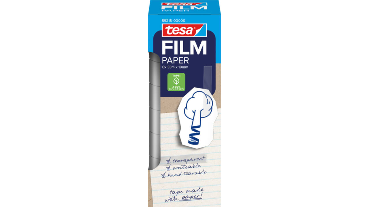 Plakband tesafilm papier 19mmx33m 8 rol
