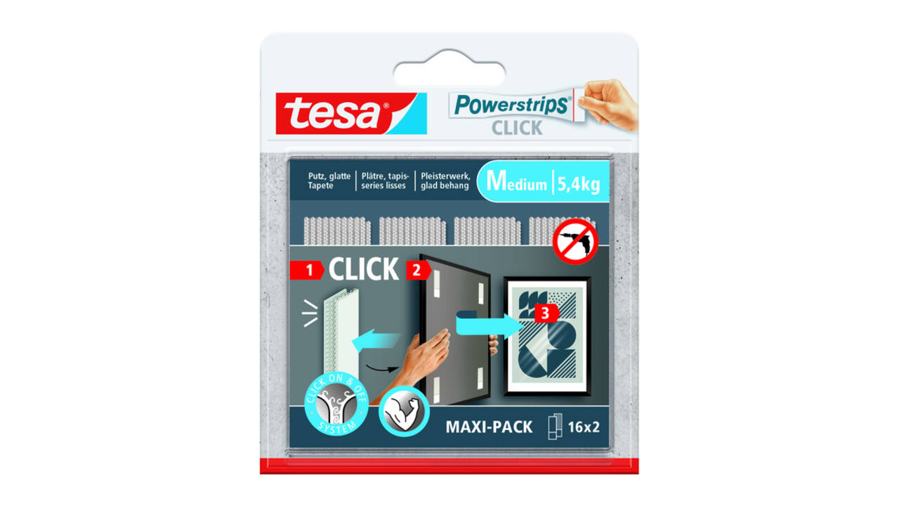 Kleefstip tesa Powerstrips Click Medium 16 paar wit