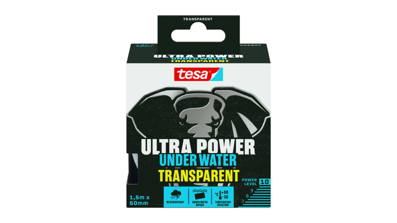 Reparatietape tesa Ultra Power Onderwater transparant 50mmx1,5m