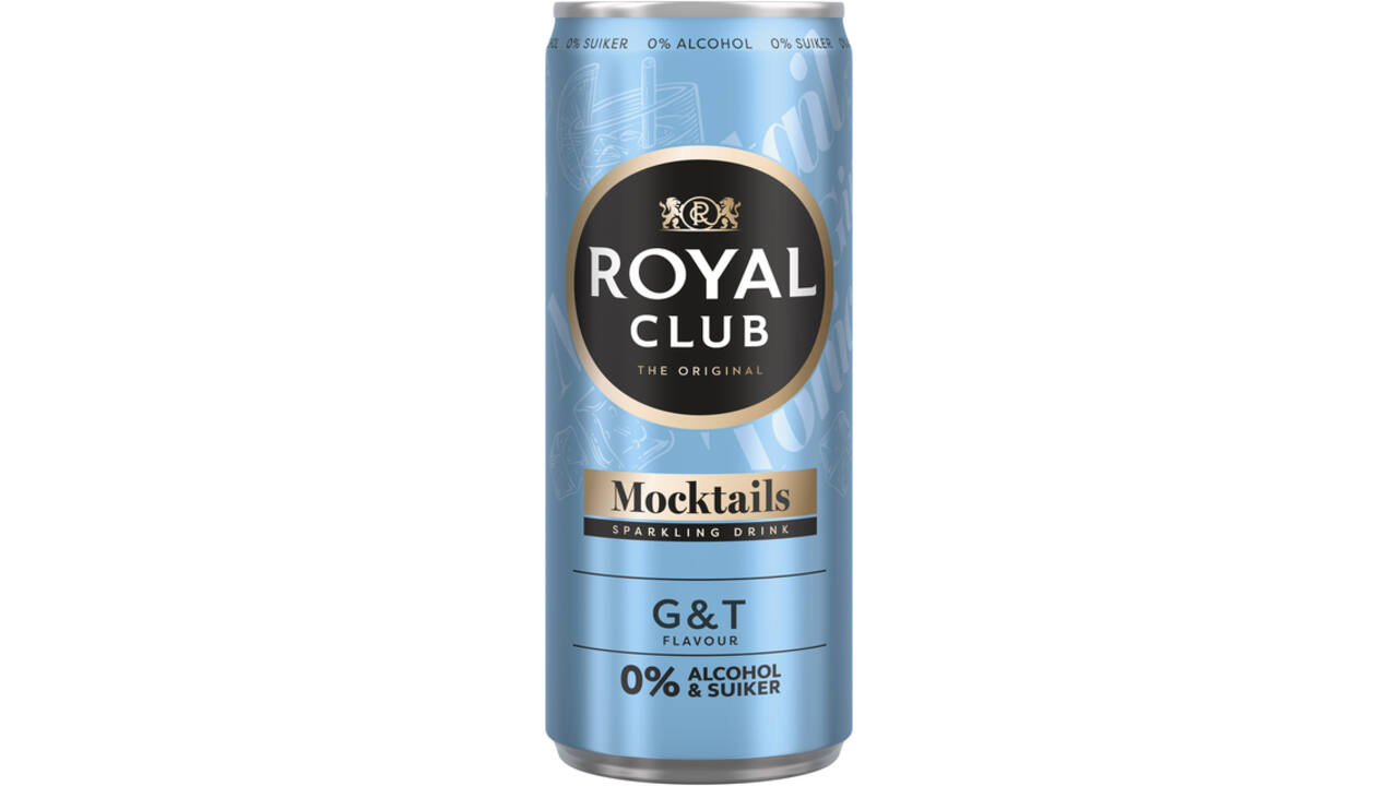 Mocktails Royal Club gin tonic 0% suiker en alcohol blik 250 ml