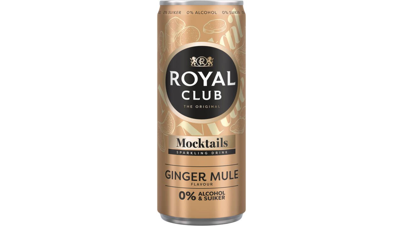 Mocktails Royal Club ginger mule 0% suiker en alcohol blik 250 ml