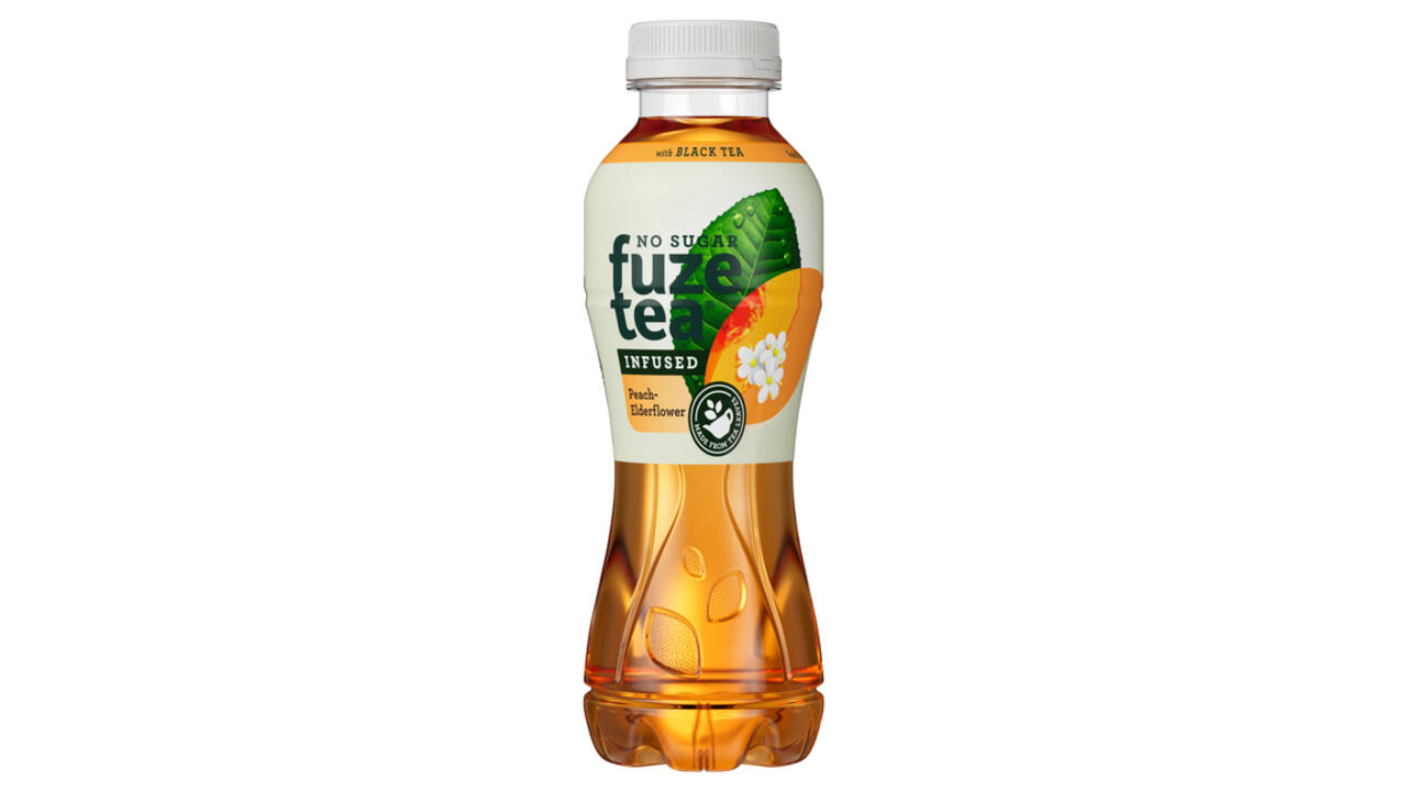 Frisdrank Fuze Tea peach elderflower suikervrij fles 400ml