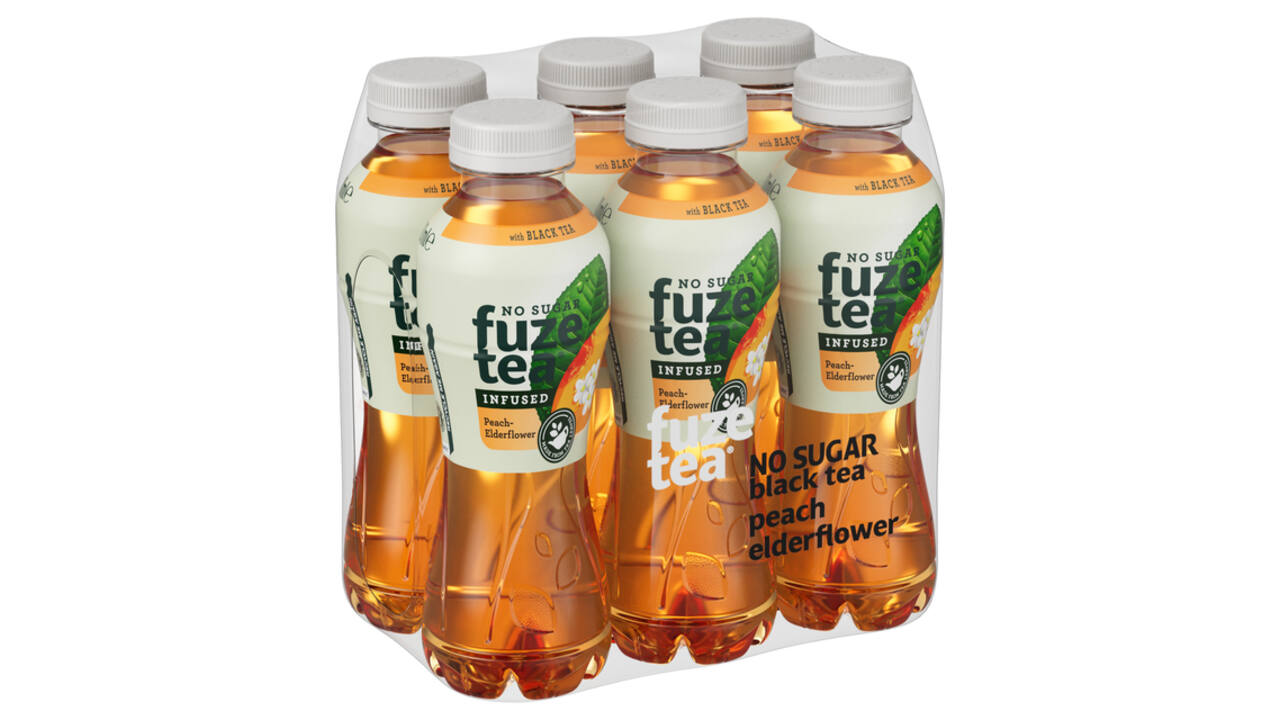 Frisdrank Fuze Tea peach elderflower suikervrij fles 400ml