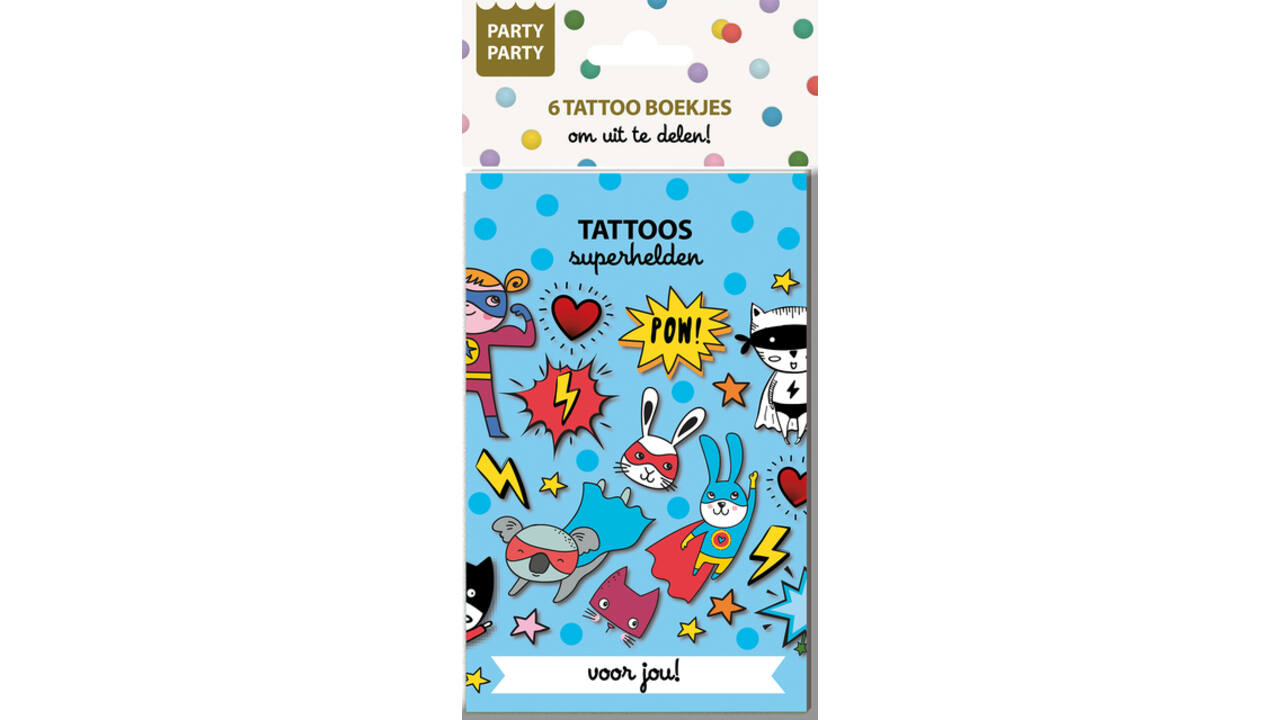 Party Party 6 Tattoo boekje Superhelden Interstat