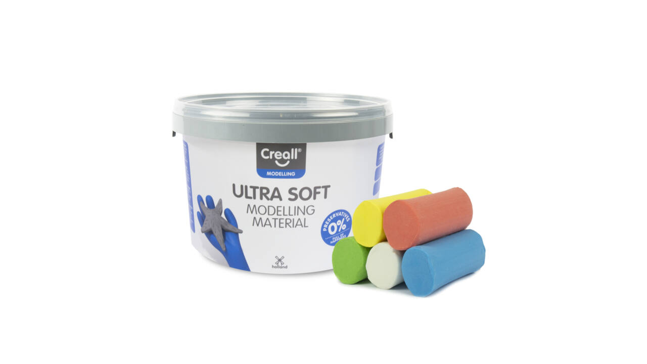 Klei Creall Play-it Ultra Soft helder rood/blauw/groen/geel/wit 1100gr