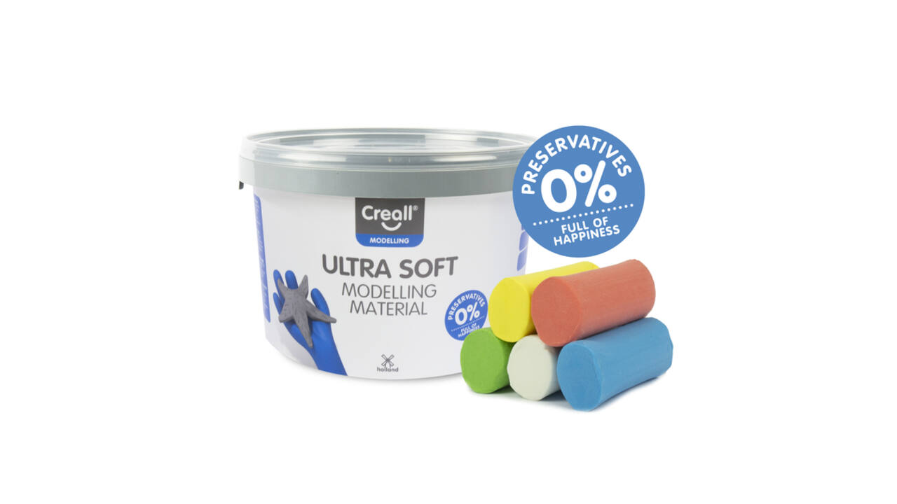 Klei Creall Play-it Ultra Soft helder rood/blauw/groen/geel/wit 1100gr