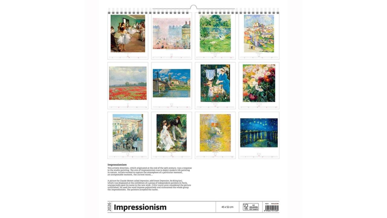 Kalender 2026 Helma 365 Grote Impressionistische Kunstkalender 520x450
