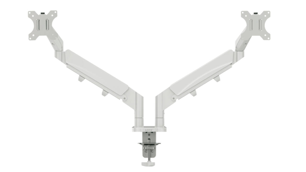 Monitorarm Leitz Ergo ruimtebesparend dubbel grijs