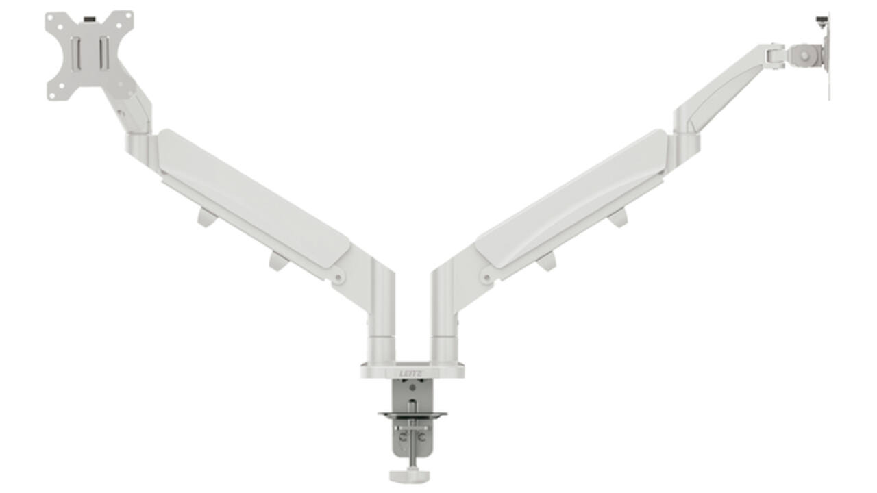 Monitorarm Leitz Ergo ruimtebesparend dubbel grijs