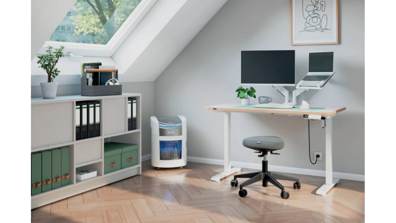Monitorarm Leitz Ergo ruimtebesparend dubbel grijs