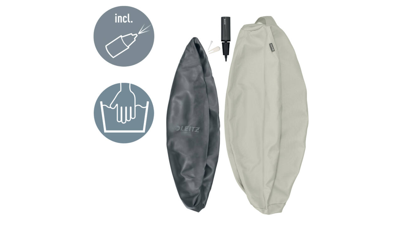Actieve zitbal Leitz Ergo 65cm anti-rol lichtgrijs