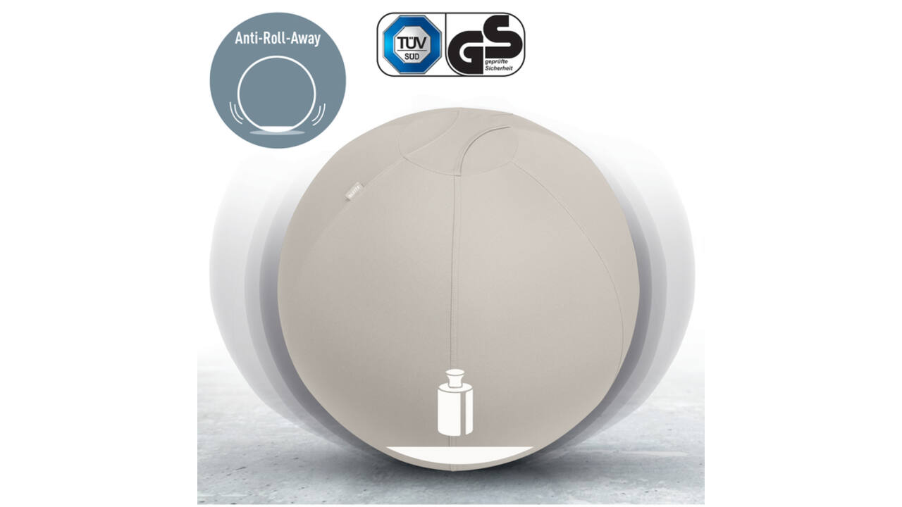 Actieve zitbal Leitz Ergo 65cm anti-rol lichtgrijs