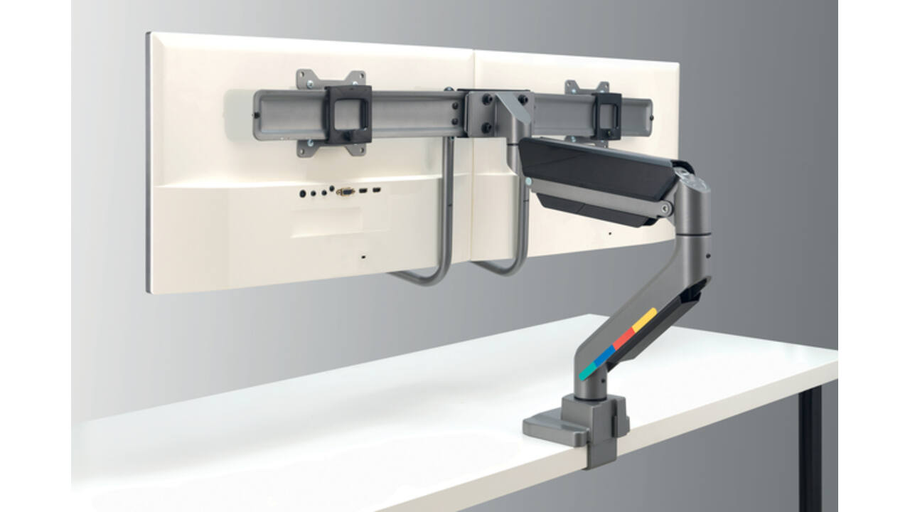 Monitorarm Kensington SmartFit dubbel dwarsbalk en handgreep