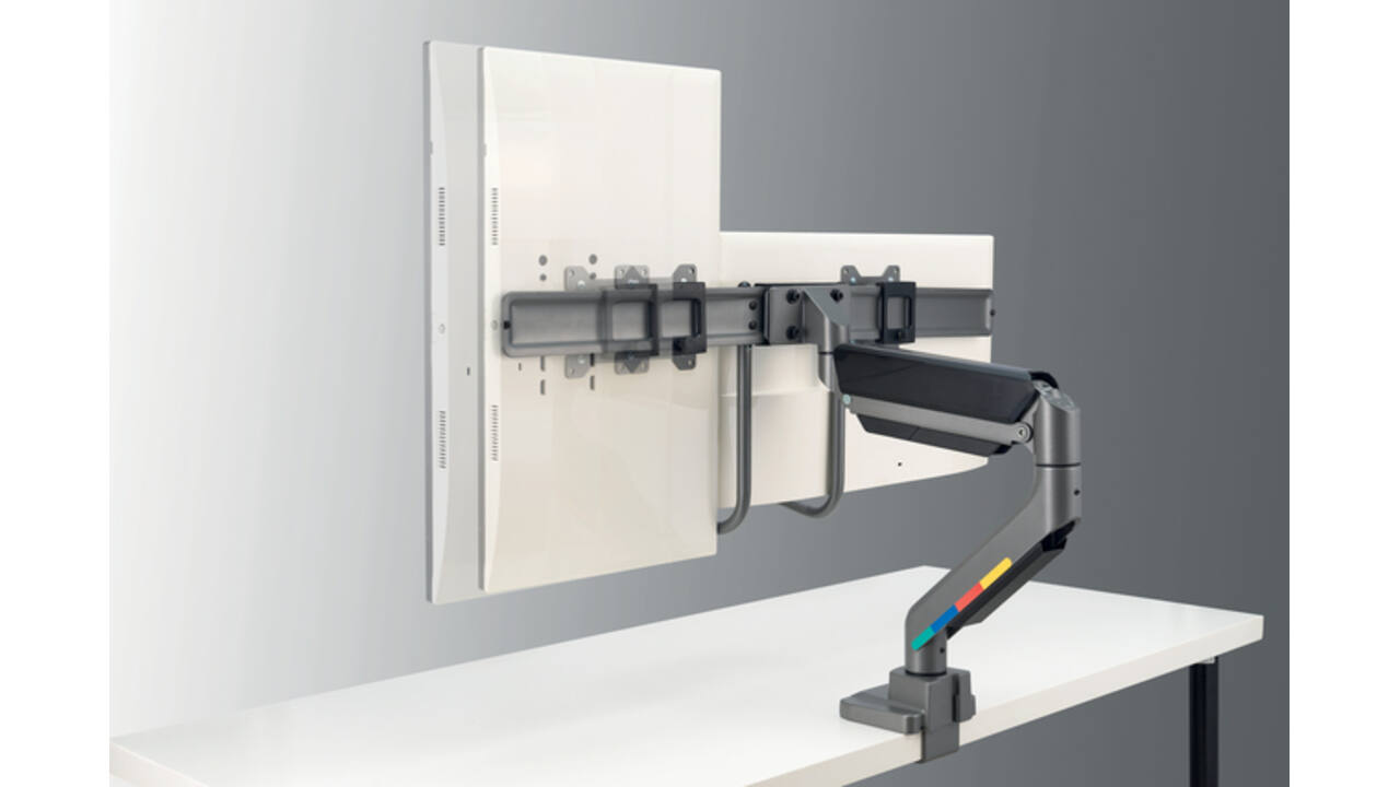Monitorarm Kensington SmartFit dubbel dwarsbalk en handgreep