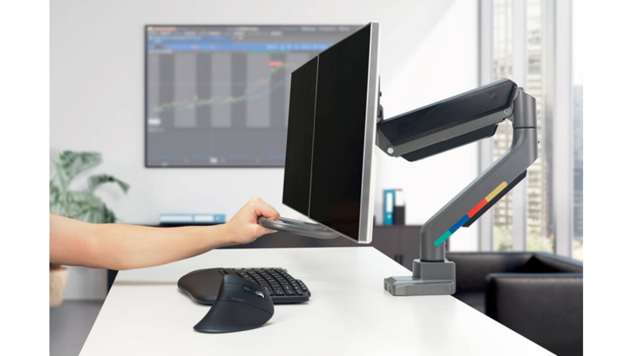 Monitorarm Kensington SmartFit dubbel dwarsbalk en handgreep