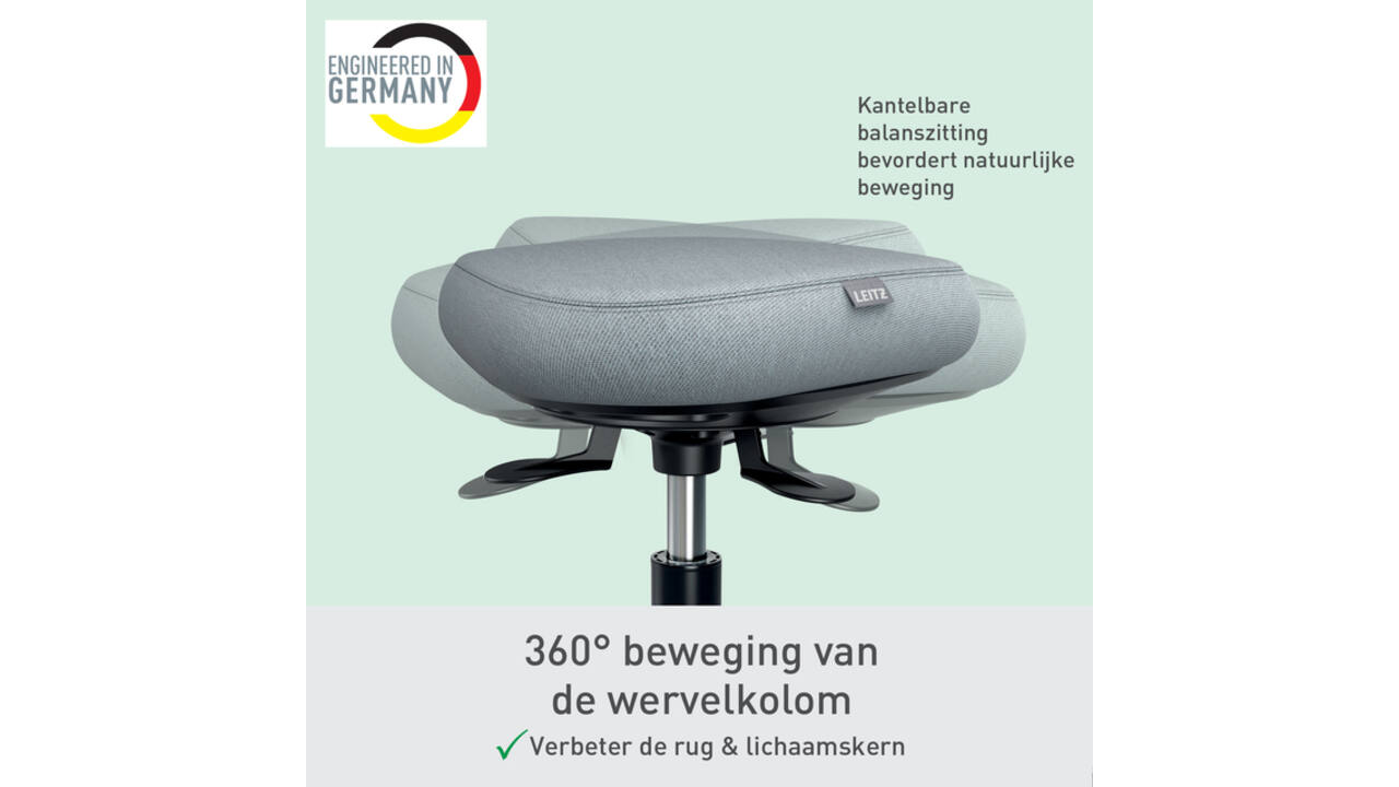 Actieve zitkruk Leitz Ergo met wieltjes en wiebelkussen