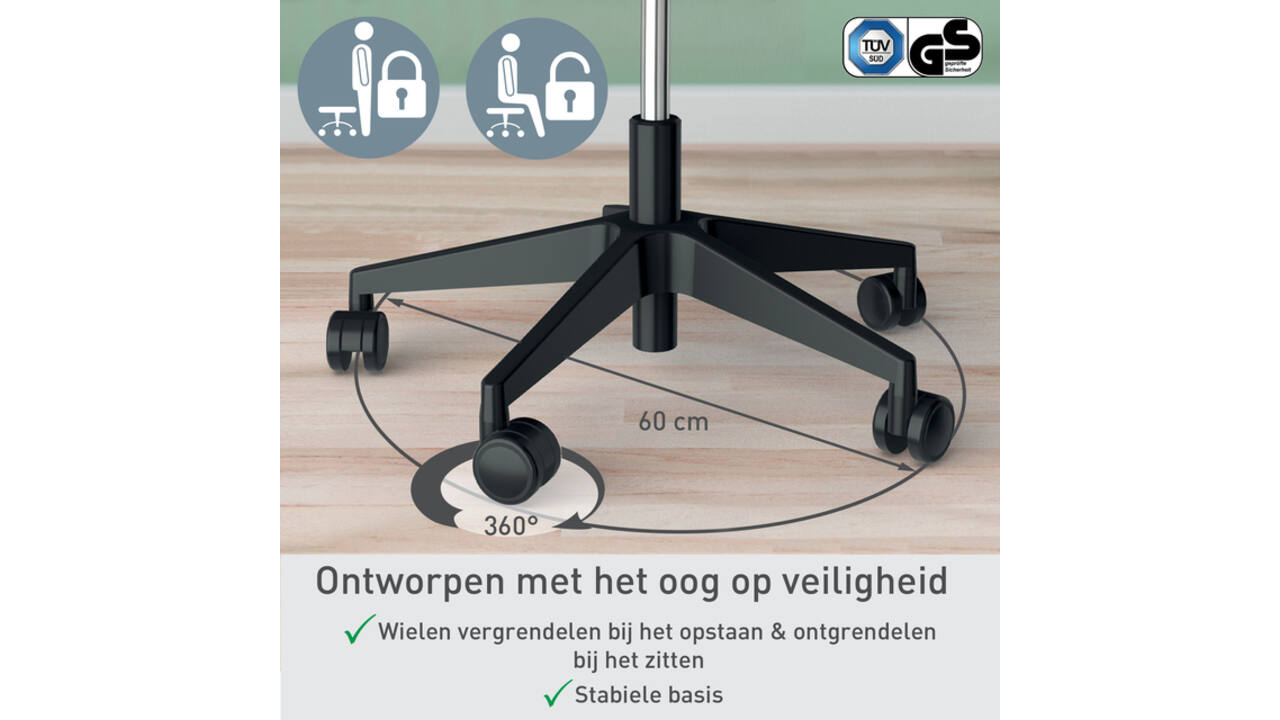 Actieve zitkruk Leitz Ergo met wieltjes en wiebelkussen