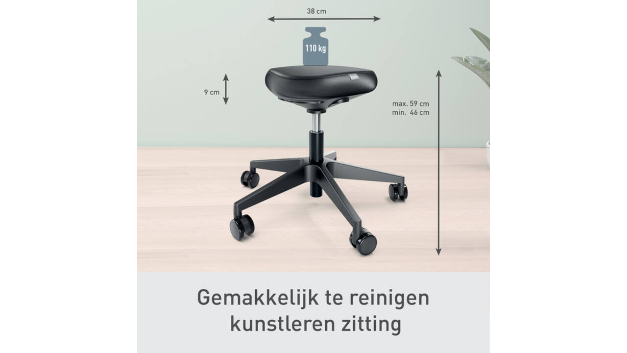 Actieve zitkruk Leitz Ergo met wieltjes en comfortzitting