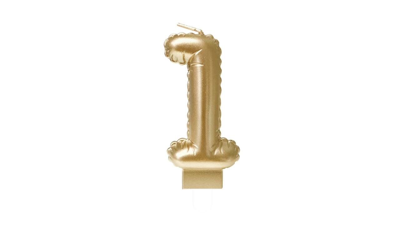 Foil balloon candle gold 1