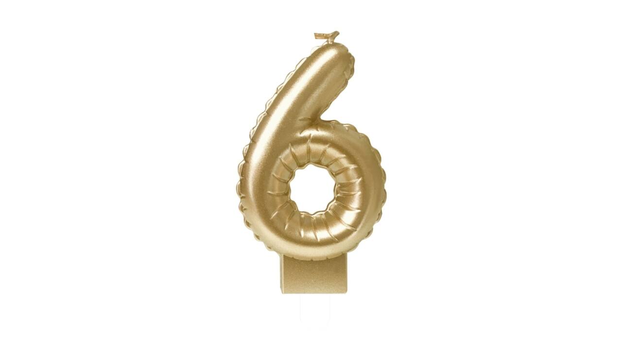 Foil balloon candle gold 6