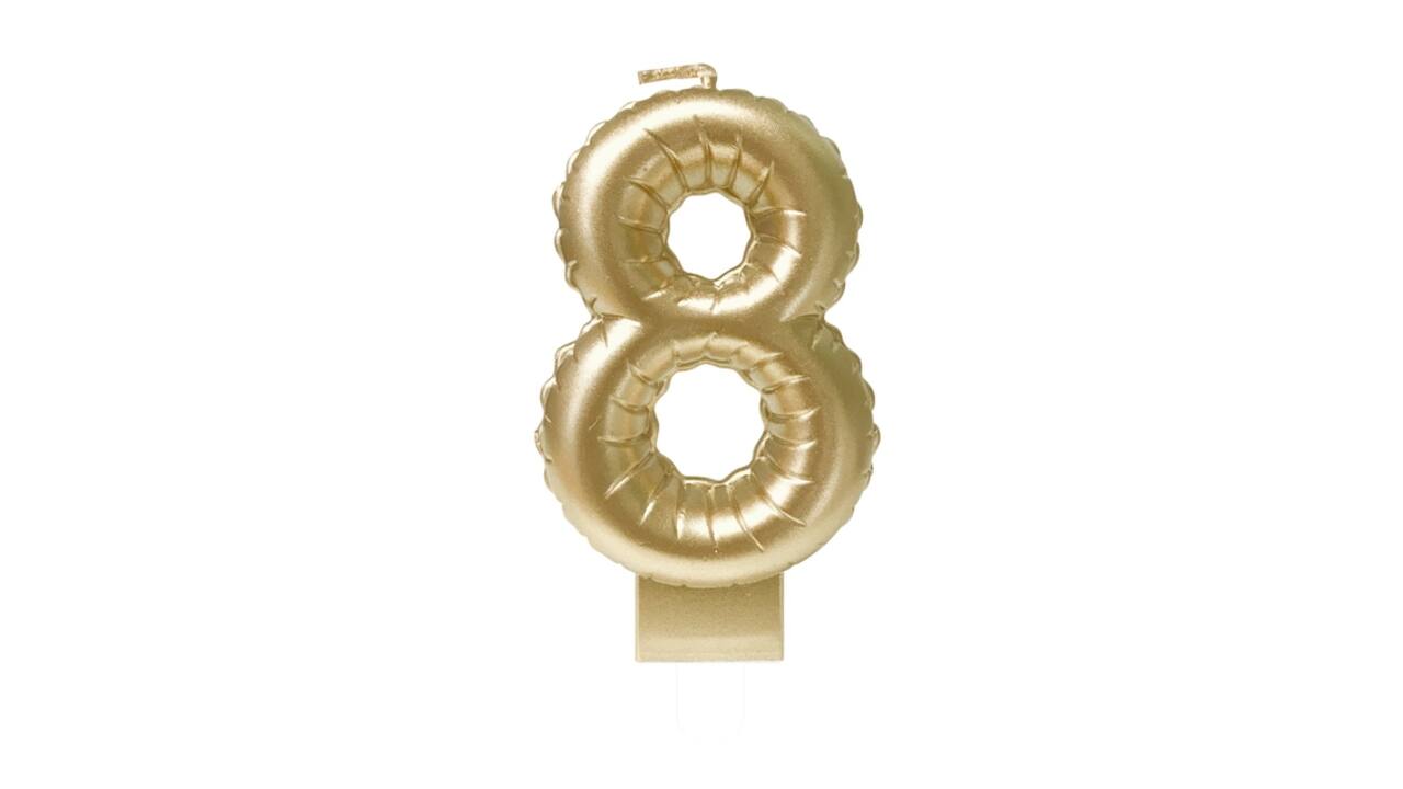 Foil balloon candle gold 8