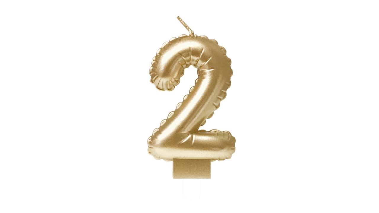 Foil balloon candle gold 2