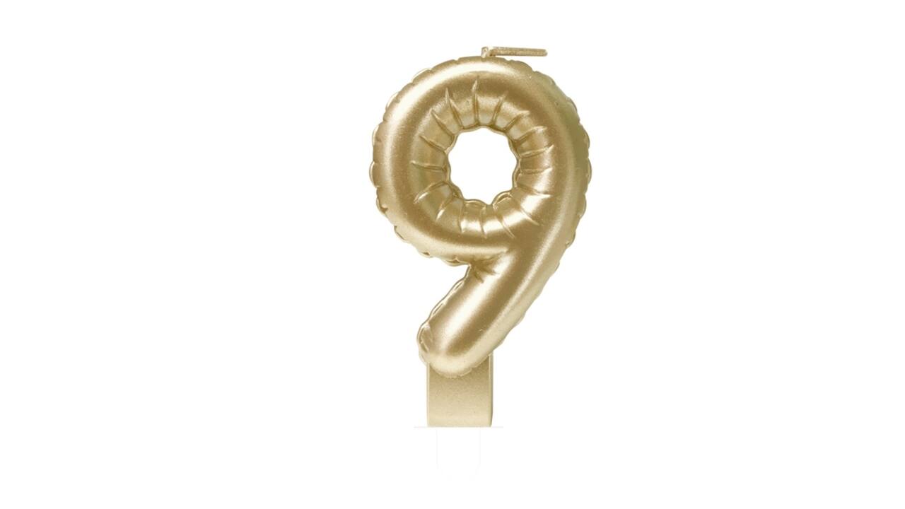 Foil balloon candle gold 9