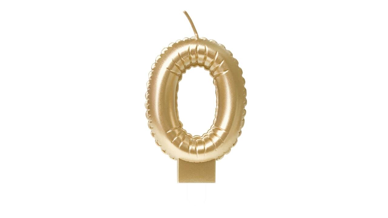 Foil balloon candle gold 0