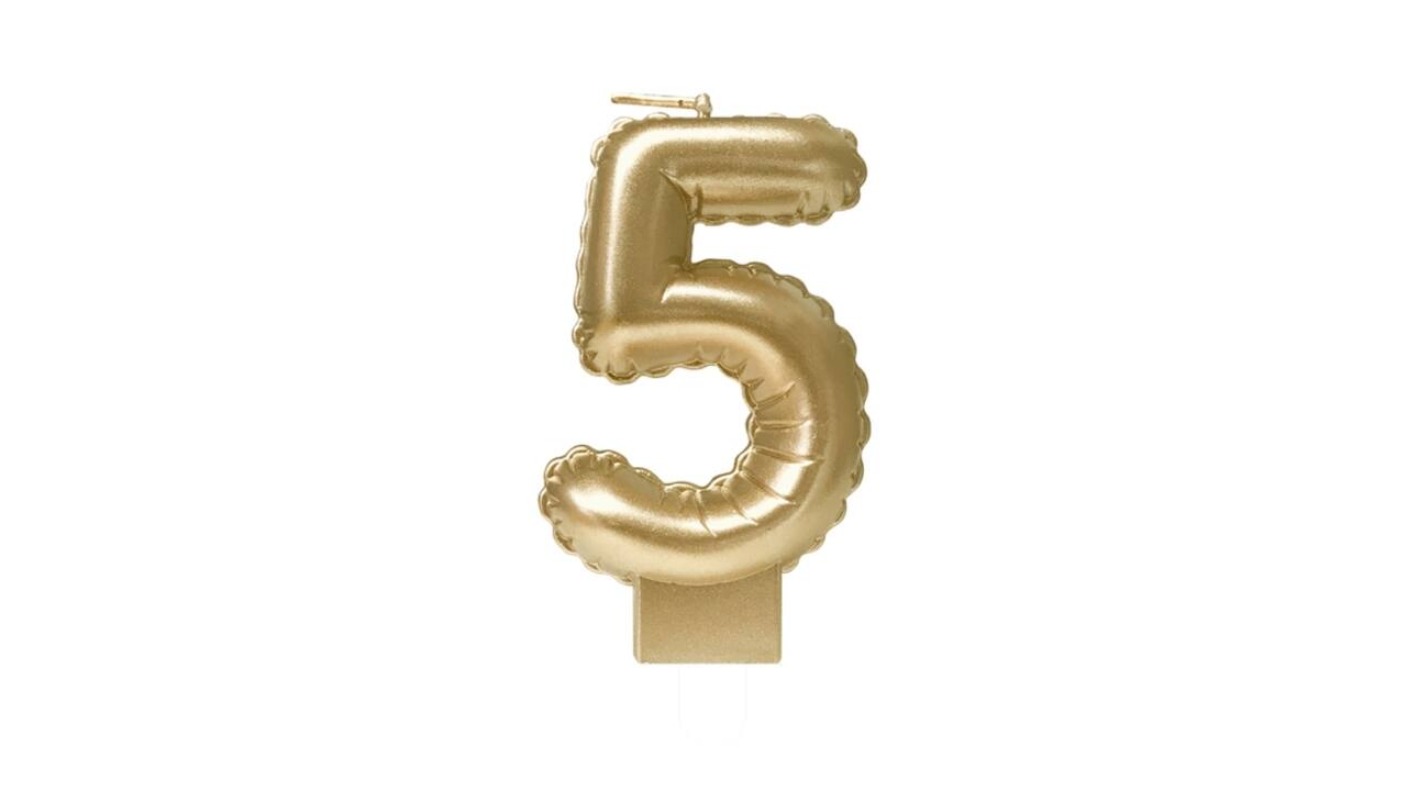 Foil balloon candle gold 5
