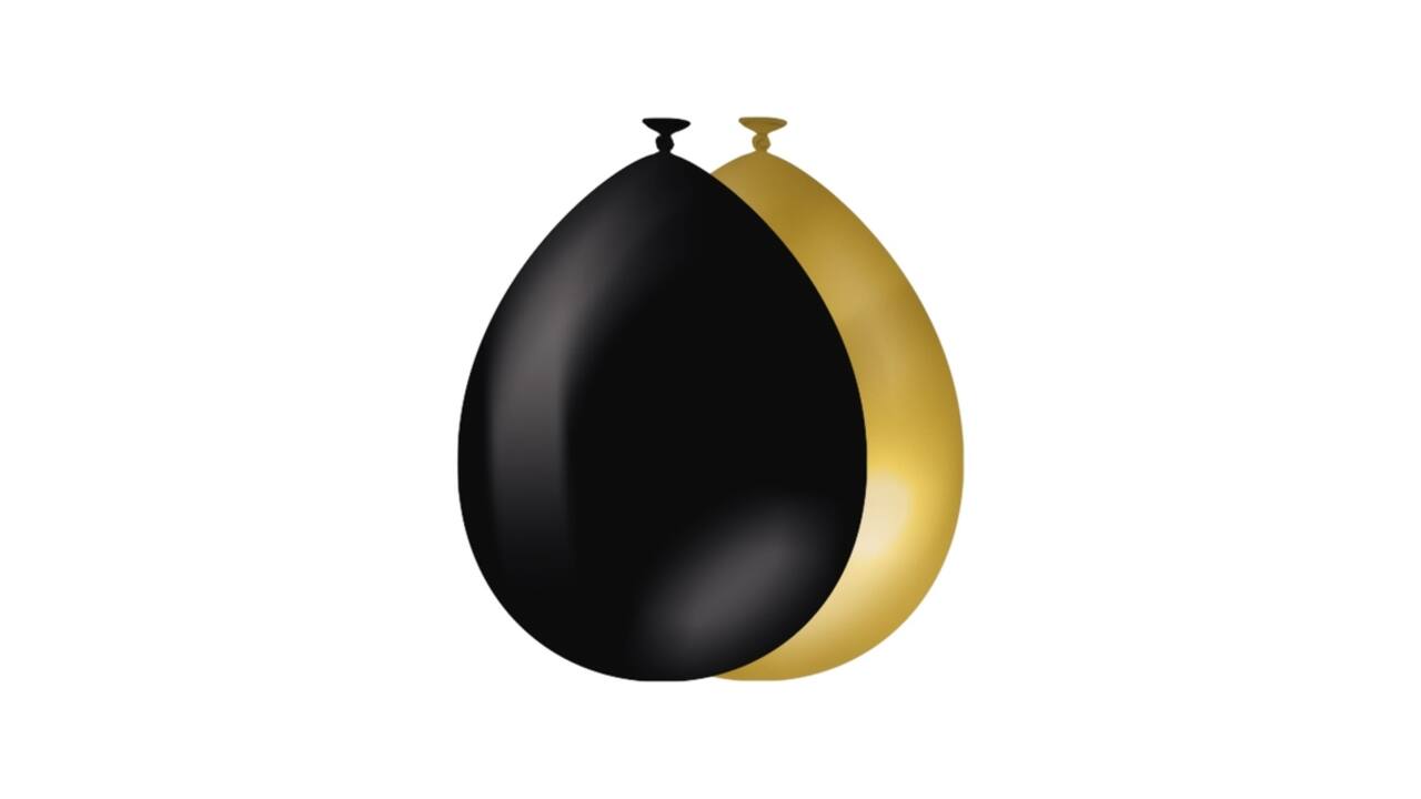 Ballonnen goud en zwart 10 stuks
