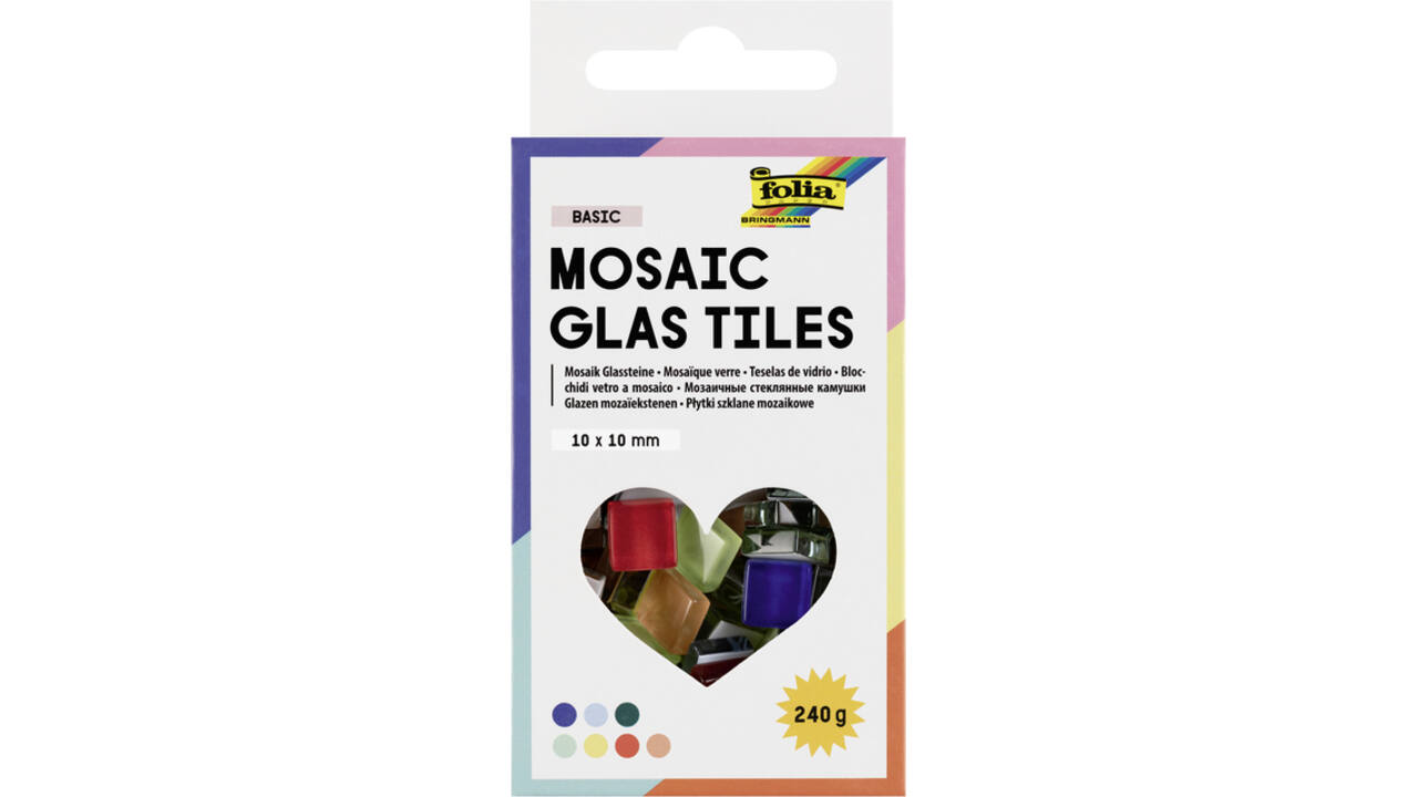 Mozaieksteentjes Folia 10x10mm glas basis assorti