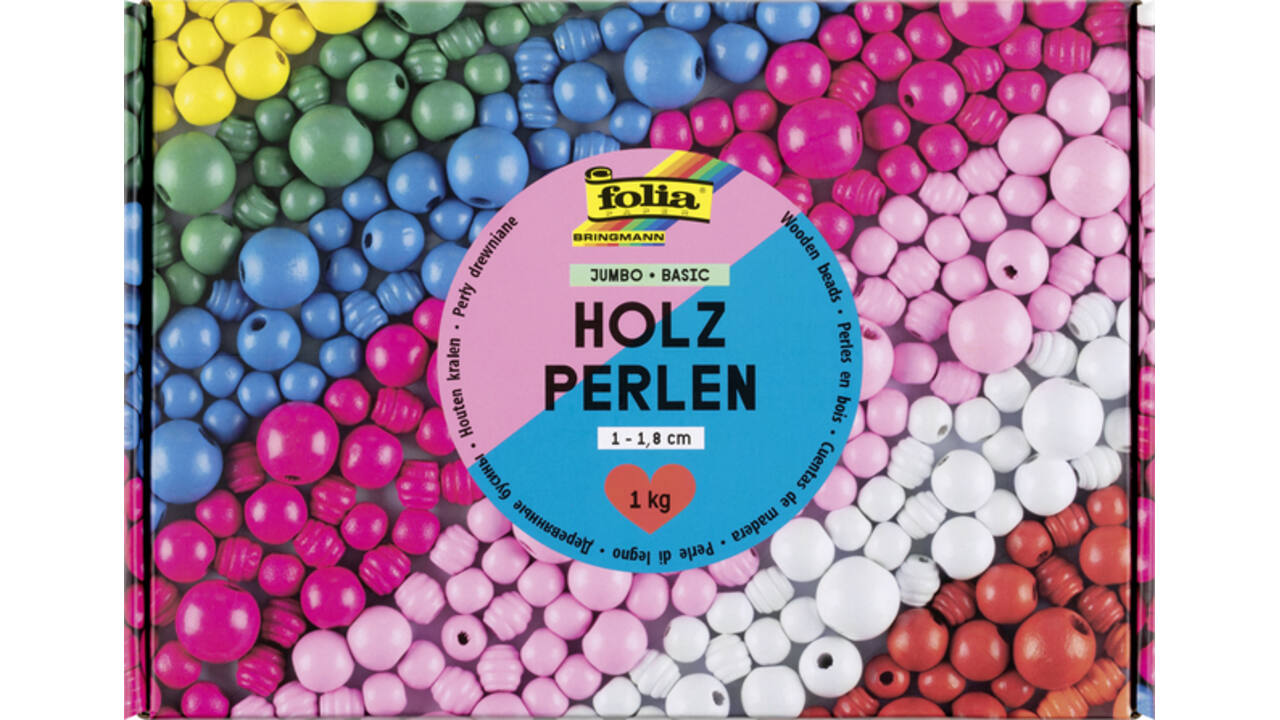 Houten kralen Folia 1000 gram assorti