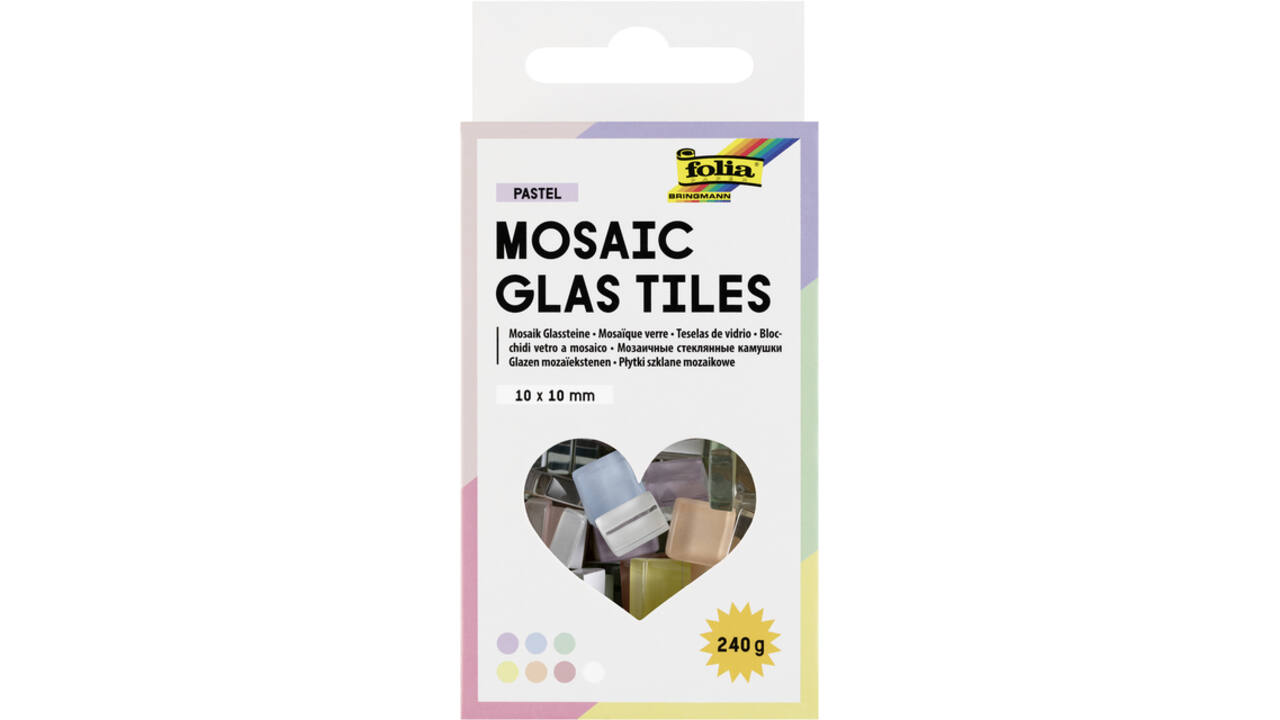Mozaieksteentjes Folia 10x10mm glas pastel assorti