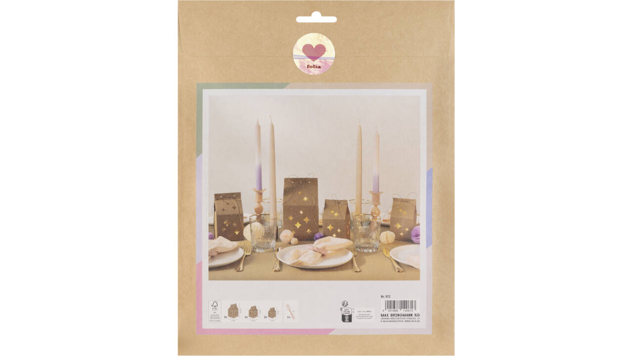 Giftbox Folia Star kraft set à 6 stuks