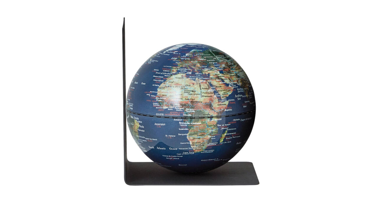 Boekensteun Troika met magnetische globe 13cm blauw-groen