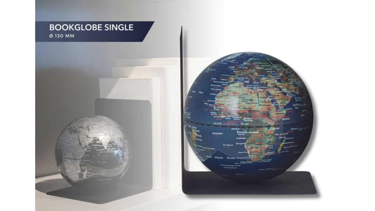 Boekensteun Troika met magnetische globe 13cm blauw-groen