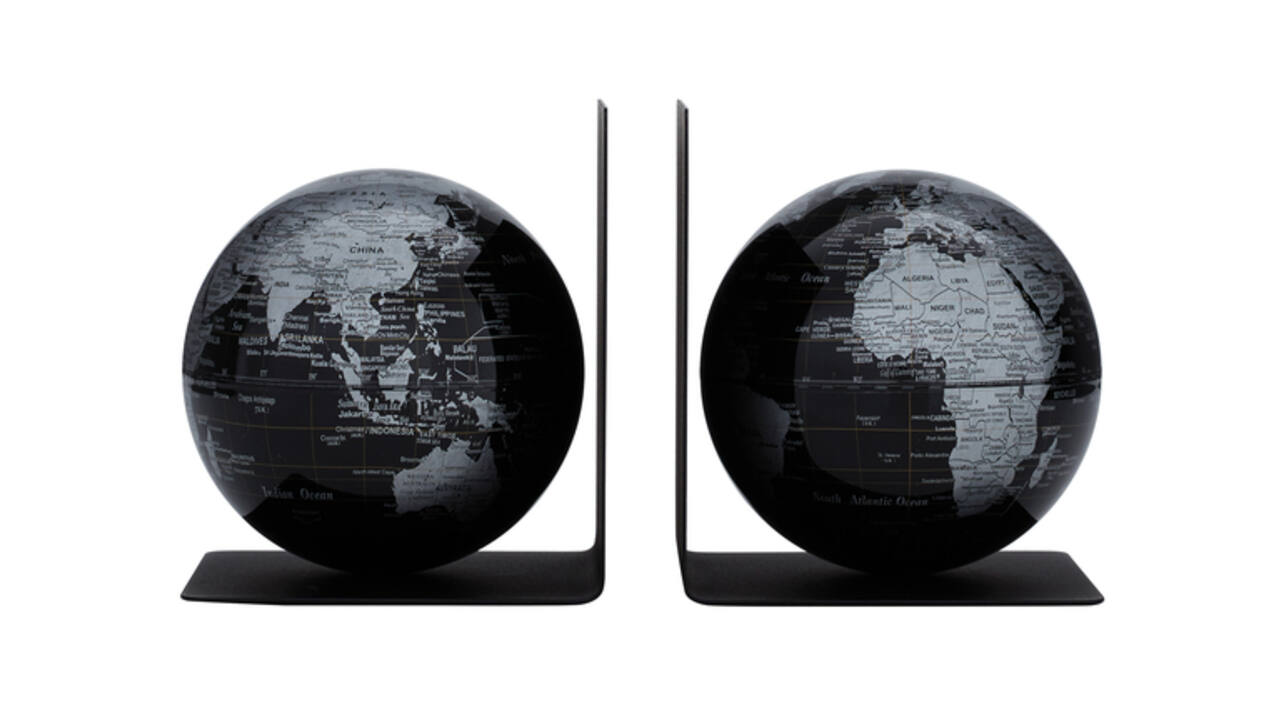Boekensteun Troika met magnetische globes 13cm set à 2 stuks zwart