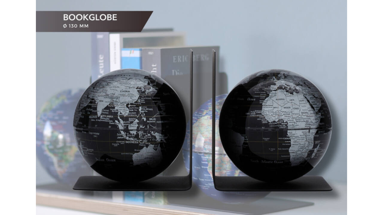 Boekensteun Troika met magnetische globes 13cm set à 2 stuks zwart