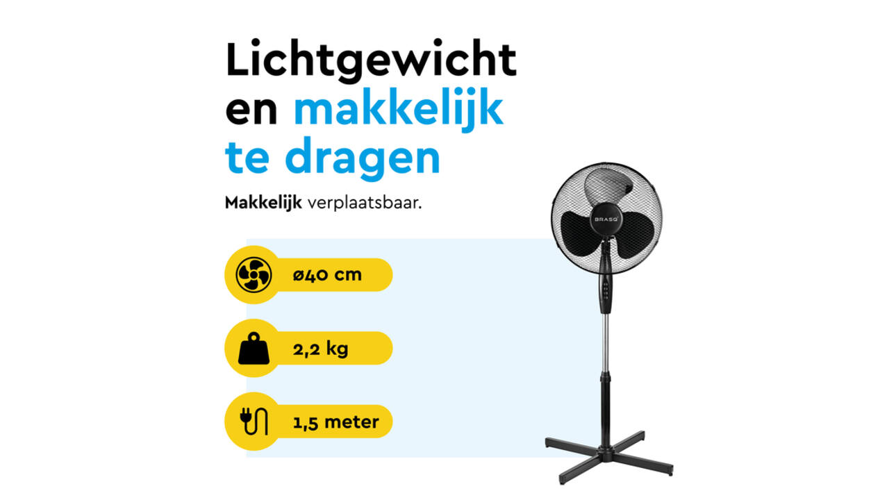 Statiefventilator BRASQ F300 Ø 40cm zwart