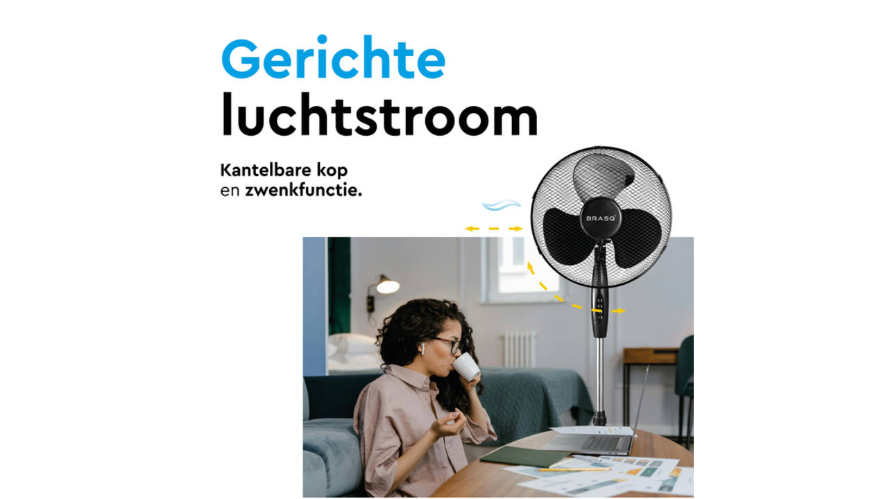Statiefventilator BRASQ F300 Ø 40cm zwart