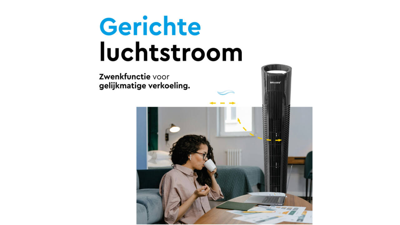 Torenventilator BRASQ F500 H79cm zwart