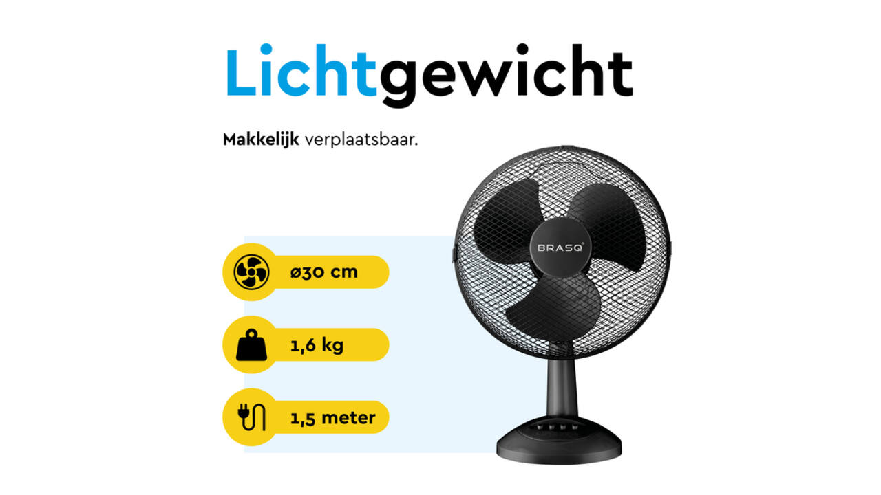 Tafelventilator BRASQ F400 Ø 30cm zwart