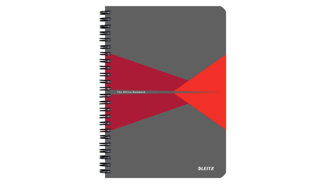 Notitieboek Leitz Office A5 lijn 180 pagina's 80gr grijs rood